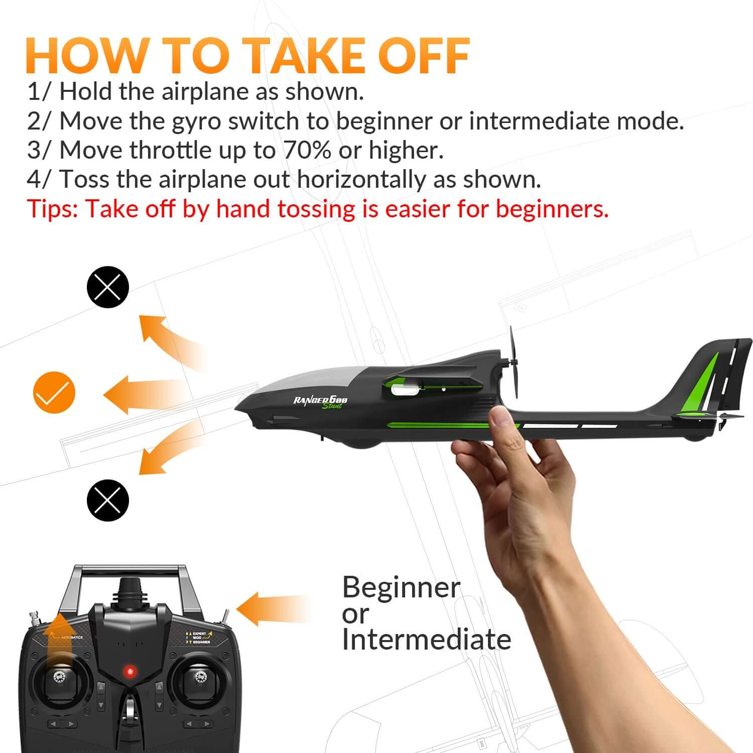 Ranger 600 RC Airplane - 4-Channel, 40 Min Flight, Dual Batteries, Beginner Friendly - www.Shopthatapp.com #