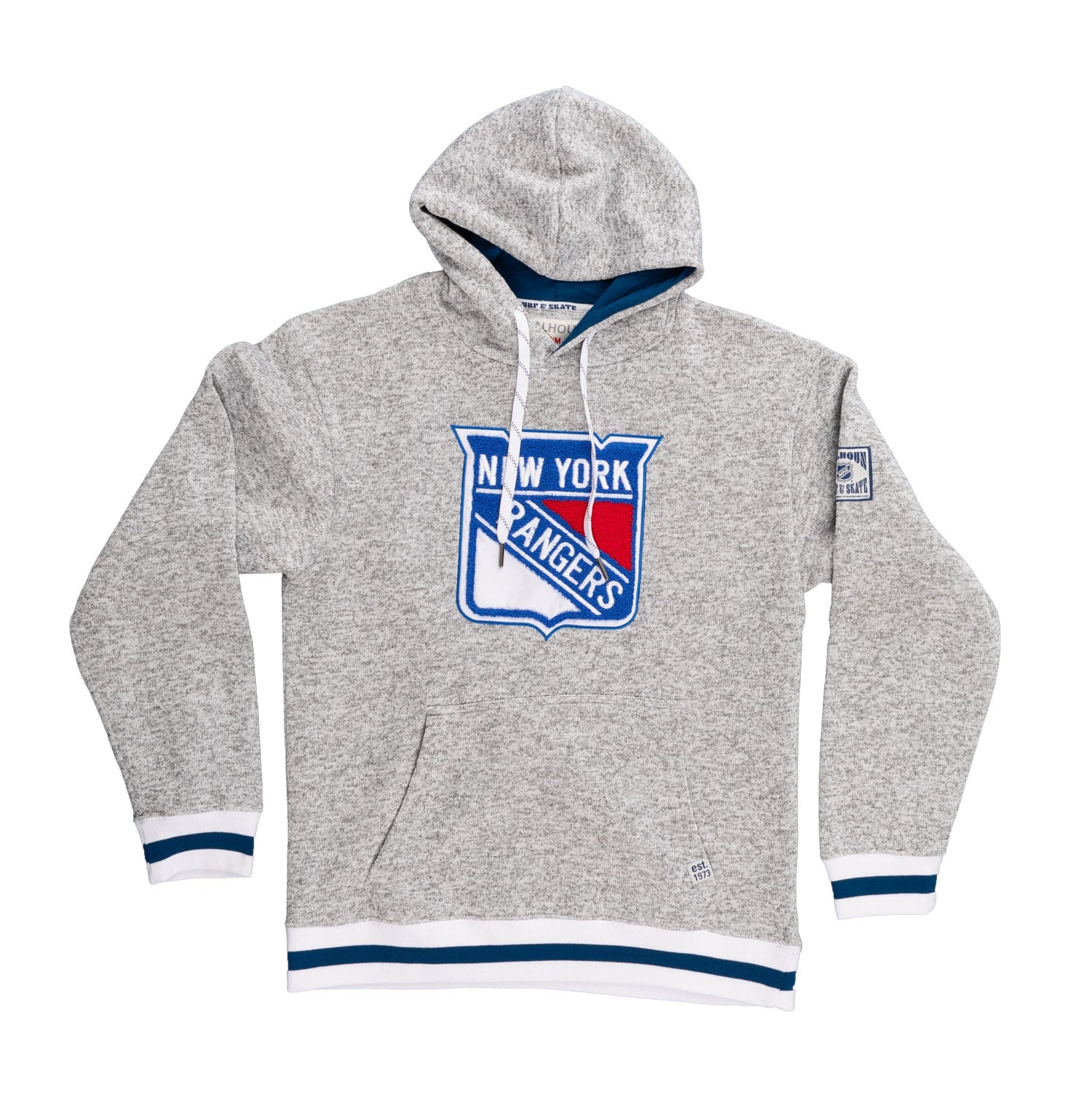 New York Rangers "Muskoka Style" Premium Chenille Woven Logo Hoodie - www.Shopthatapp.com