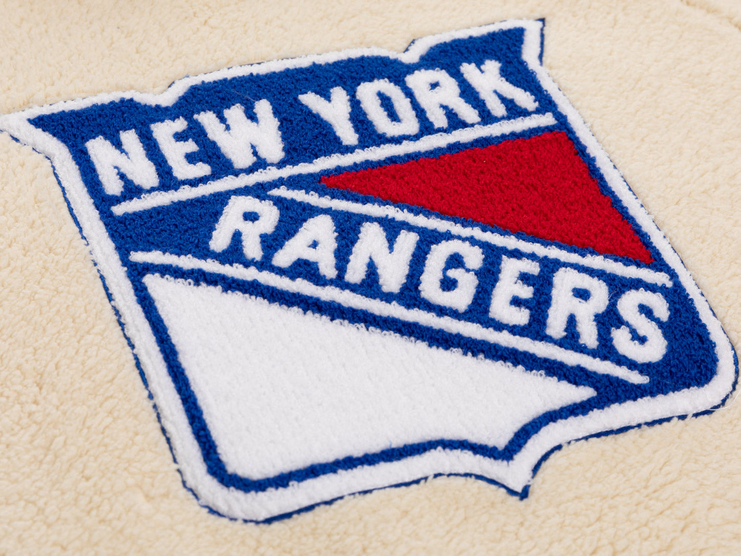 New York Rangers Ladies Sherpa Hoodie with Premium Chenille Logo - www.Shopthatapp.com