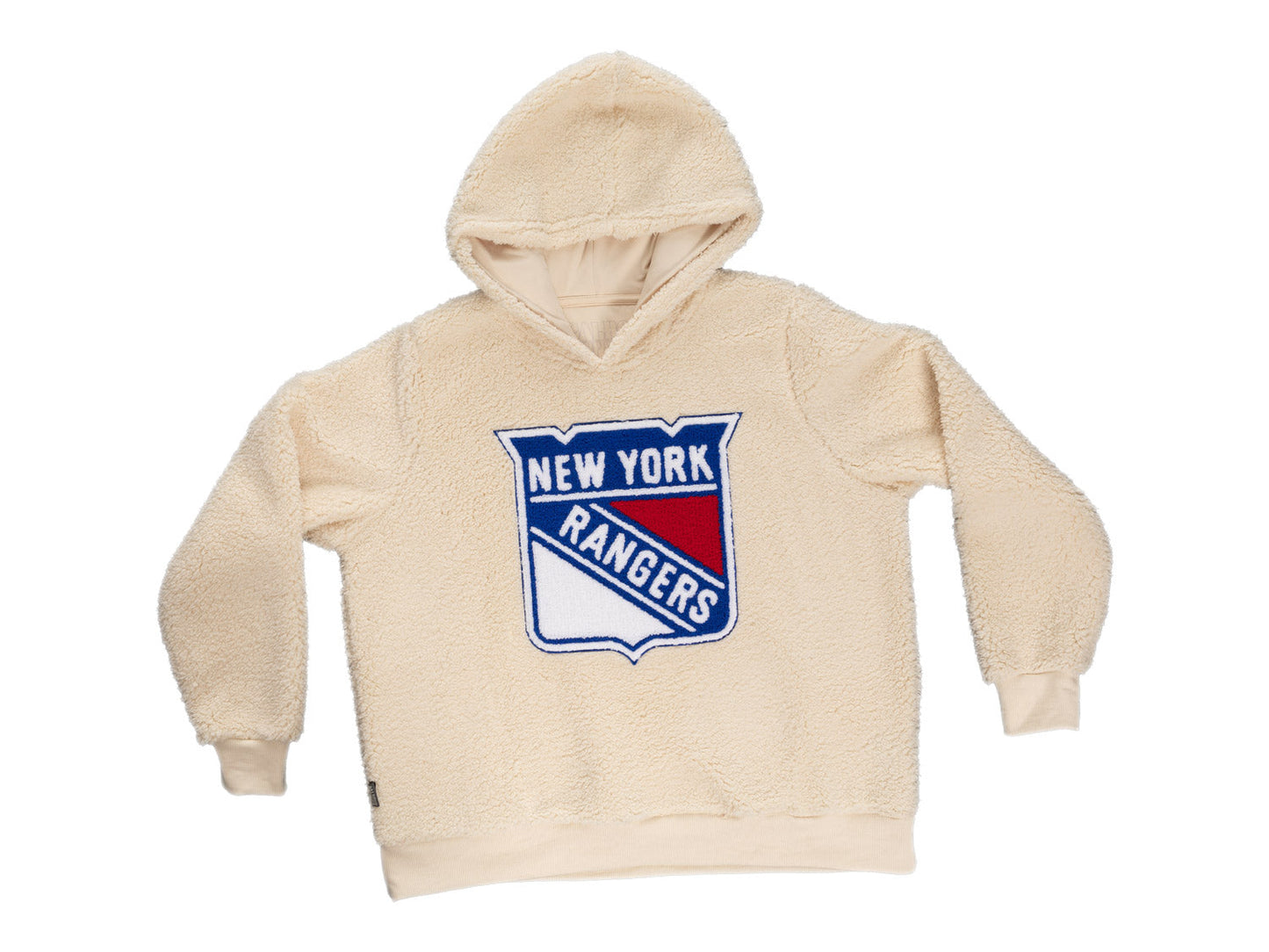 New York Rangers Ladies Sherpa Hoodie with Premium Chenille Logo - www.Shopthatapp.com