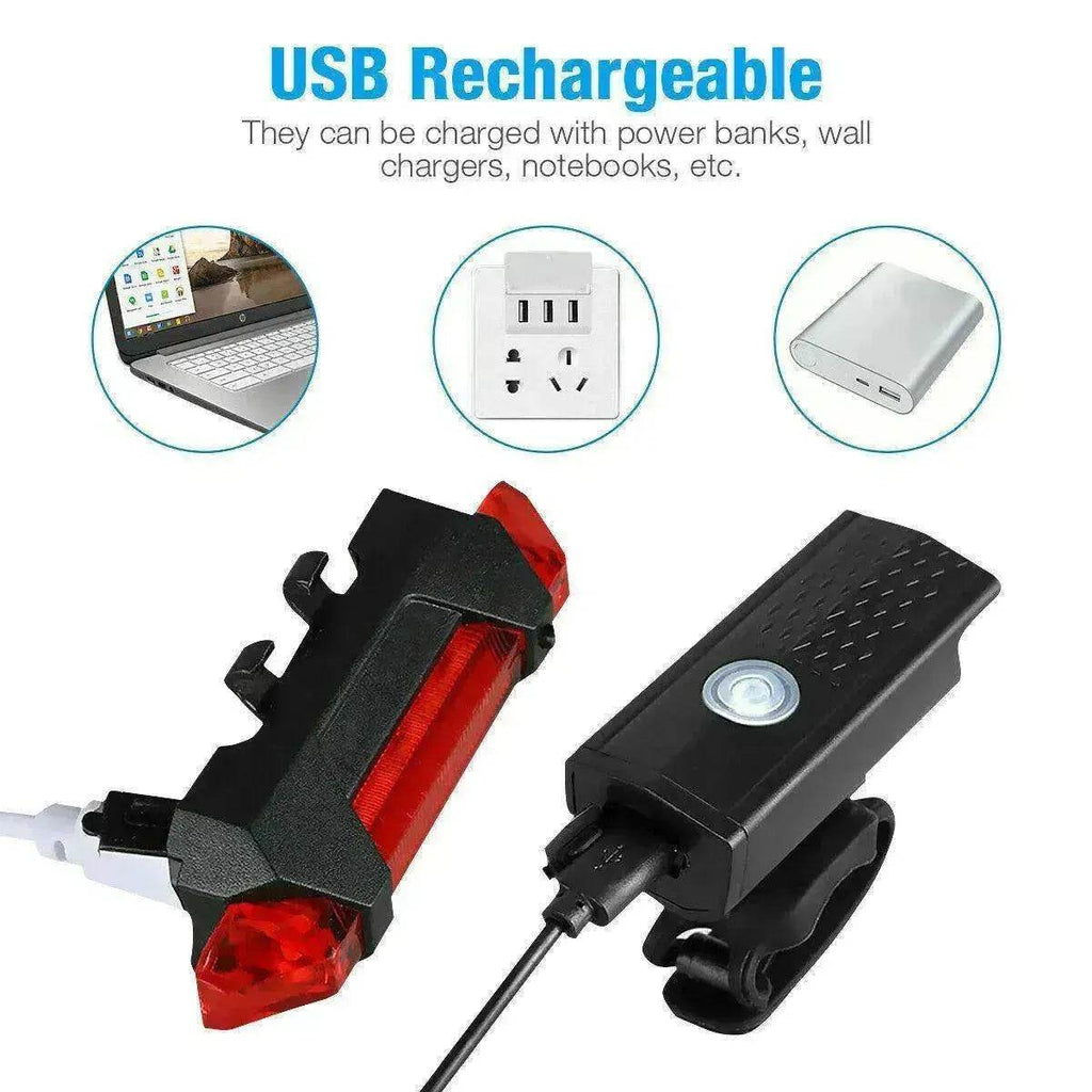 Recharge LED Bike Light Set: Rainproof - www.Shopthatapp.com