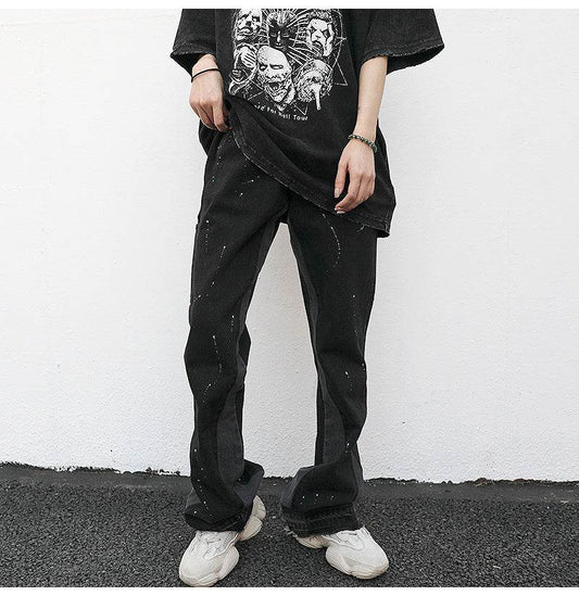 Reconstructed Splatter Denim Jeans pant fashion men - www.Shopthatapp.com #