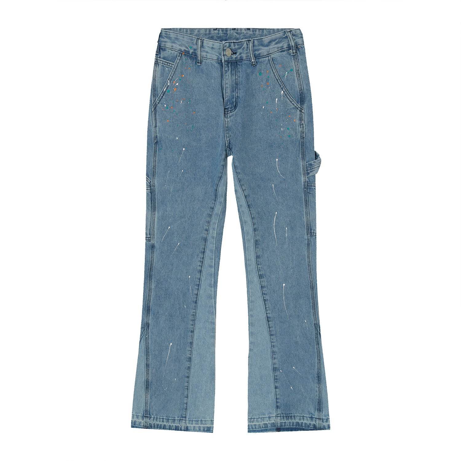 Reconstructed Splatter Denim Jeans pant fashion men - www.Shopthatapp.com #