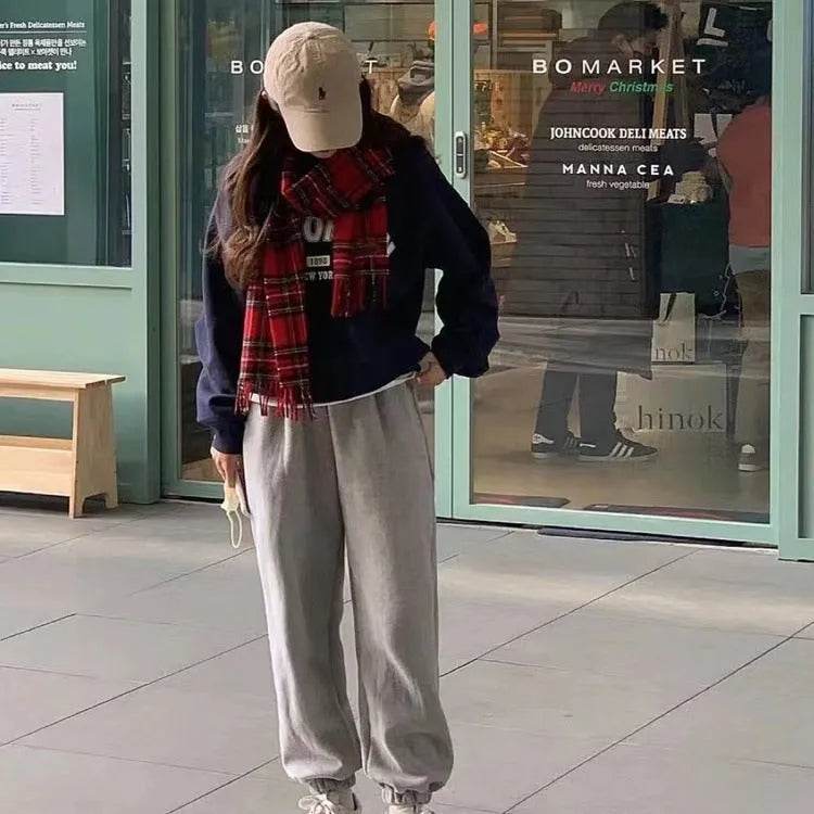 Red Check Pattern Plaid All-match Warm Tassel Scarf - www.Shopthatapp.com #