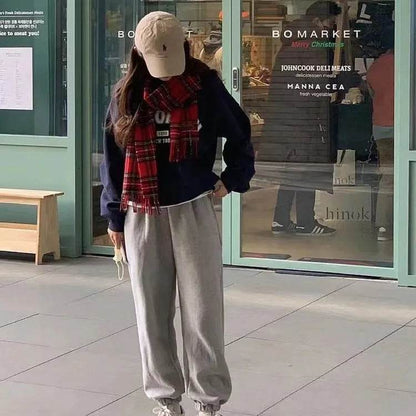 Red Check Pattern Plaid All-match Warm Tassel Scarf - www.Shopthatapp.com #