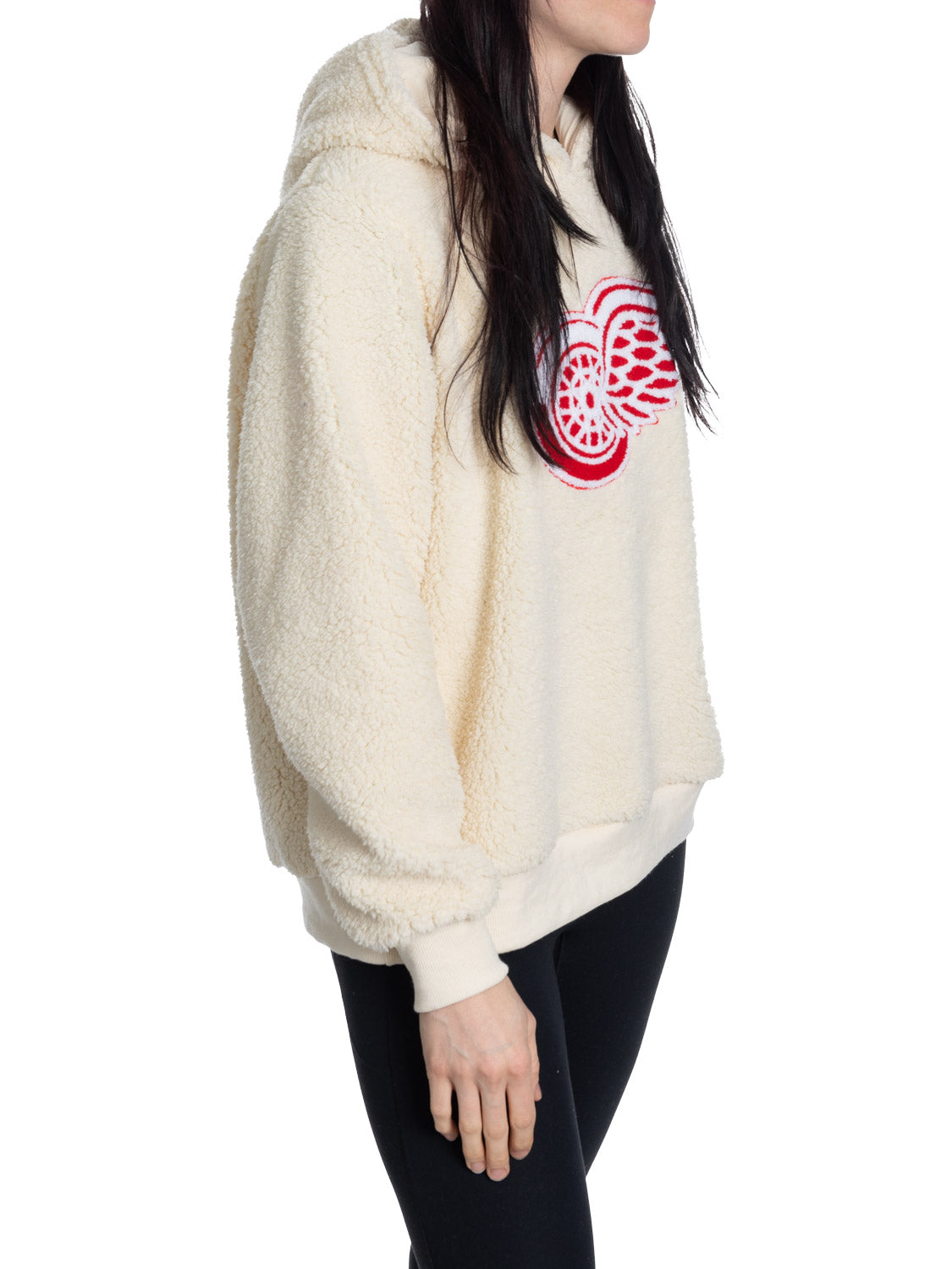 Detroit Red Wings Ladies Sherpa Hoodie with Premium Chenille Logo - www.Shopthatapp.com