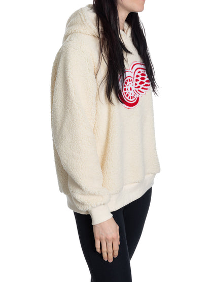 Detroit Red Wings Ladies Sherpa Hoodie with Premium Chenille Logo - www.Shopthatapp.com