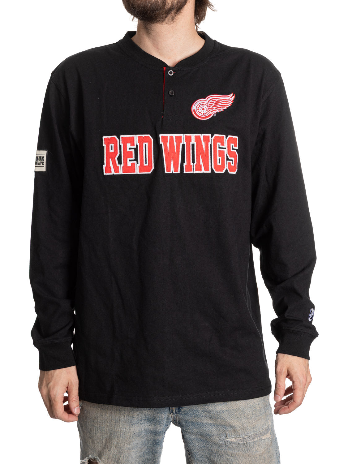 NHL Detroit Red Wings Long Sleeve Henley - www.Shopthatapp.com