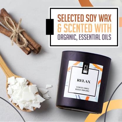 Bougie Relax en cire de soja - Bois de santal et musc - 227 g