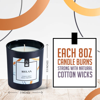 Bougie Relax en cire de soja - Bois de santal et musc - 227 g