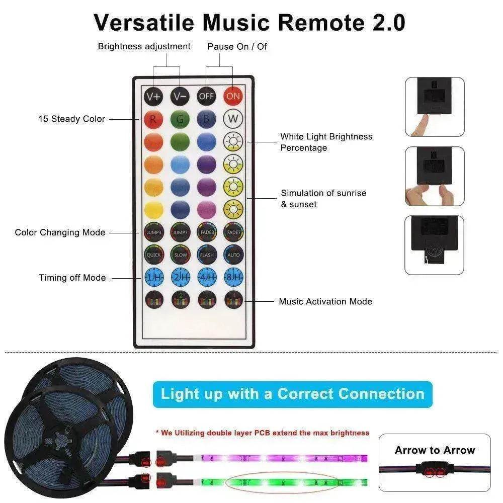 Remote  Color Changing  Led Strip Lights 5050 RGB Bluetooth Room Light - www.Shopthatapp.com