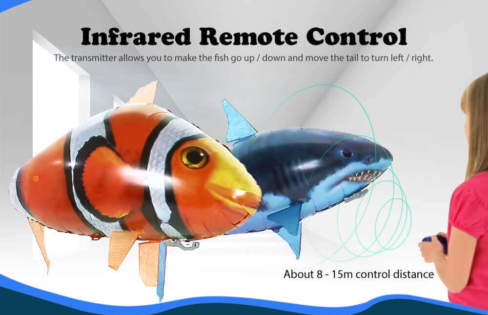 Remote Control Shark Toy - Air Swimming RC Balloon, Interactive Toy for Kids & Boys - www.Shopthatapp.com #