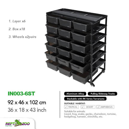 Cage d'élevage empilable en aluminium REPTIZOO (tapis chauffants inclus pour 6 couches)