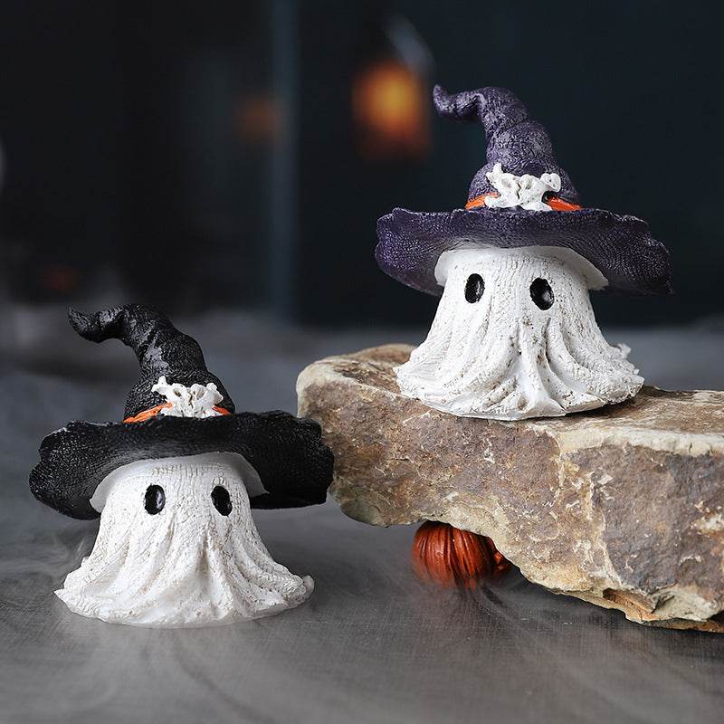Resin Decoration Halloween Wizard Hat Ghost Ornaments - www.Shopthatapp.com #