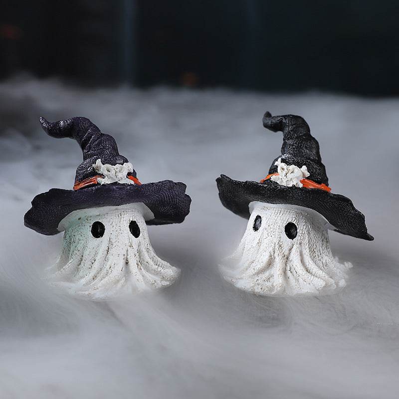 Resin Decoration Halloween Wizard Hat Ghost Ornaments - www.Shopthatapp.com #