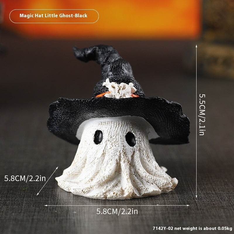 Resin Decoration Halloween Wizard Hat Ghost Ornaments - www.Shopthatapp.com #