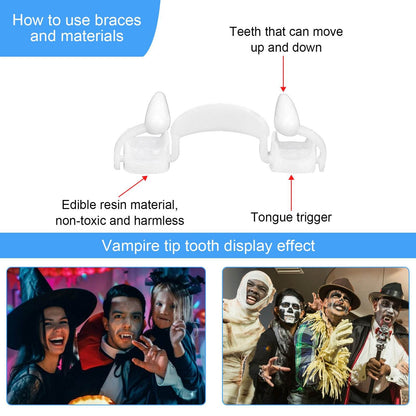 Retractable Vampire Fangs Party Dance Fangs Spoof Teeth Halloween Costume - www.Shopthatapp.com #