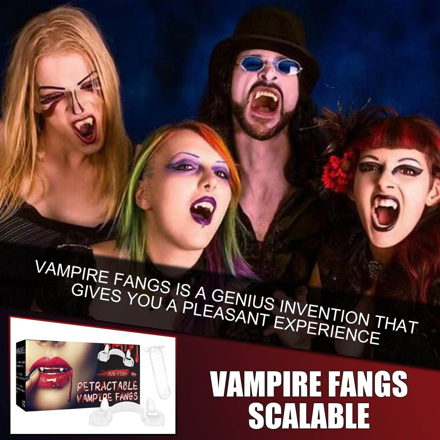 Retractable Vampire Fangs Party Dance Fangs Spoof Teeth Halloween Costume - www.Shopthatapp.com #