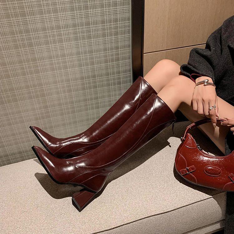 Retro Maillard Tube High Heel Riding Boots - www.Shopthatapp.com