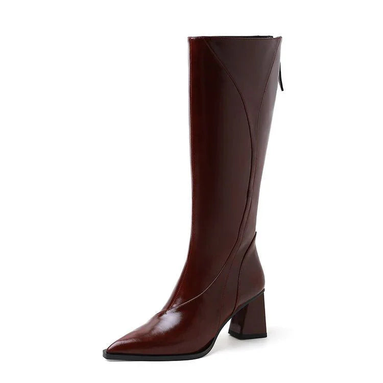 Retro Maillard Tube High Heel Riding Boots - www.Shopthatapp.com