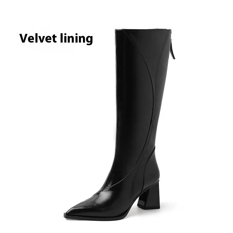 Retro Maillard Tube High Heel Riding Boots - www.Shopthatapp.com