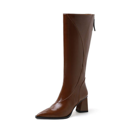 Retro Maillard Tube High Heel Riding Boots - www.Shopthatapp.com