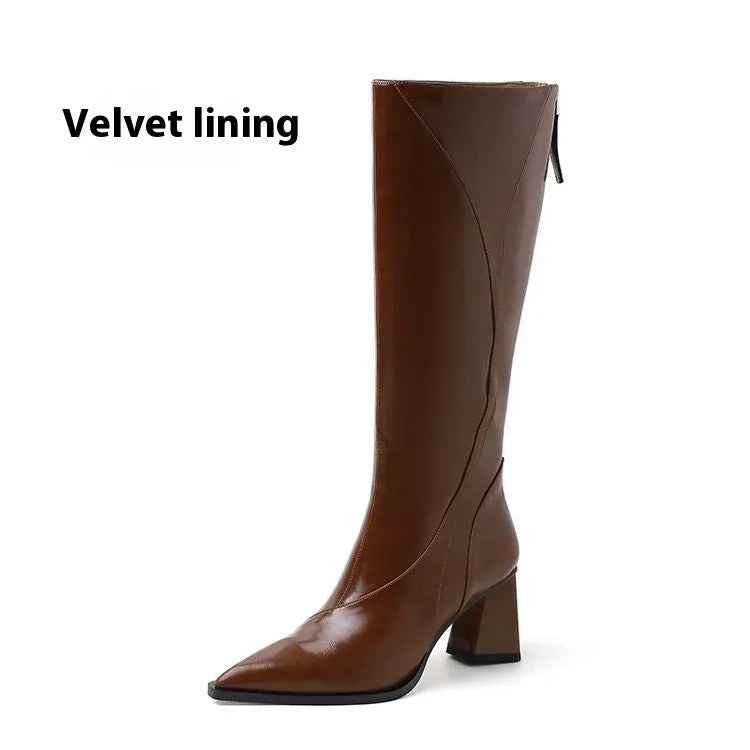 Retro Maillard Tube High Heel Riding Boots - www.Shopthatapp.com