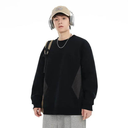 Retro plain Round Neck Pullover Sweater top For Men - www.Shopthatapp.com #