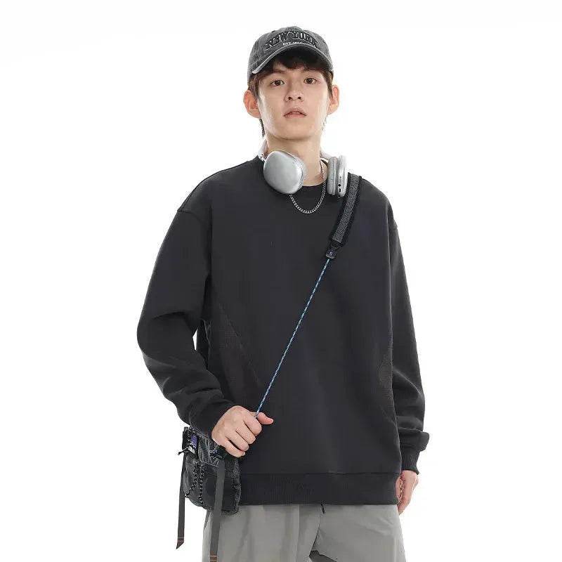 Retro plain Round Neck Pullover Sweater top For Men - www.Shopthatapp.com #