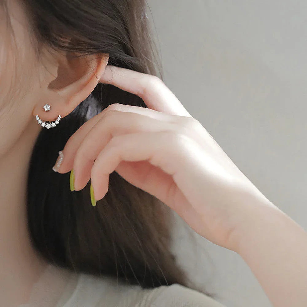 Rhinestone Arc Back-hanging Earrings - www.Shopthatapp.com