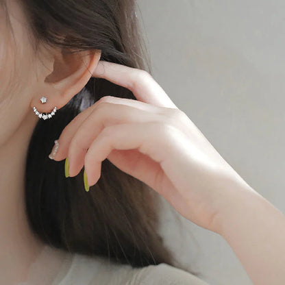 Rhinestone Arc Back-hanging Earrings - www.Shopthatapp.com