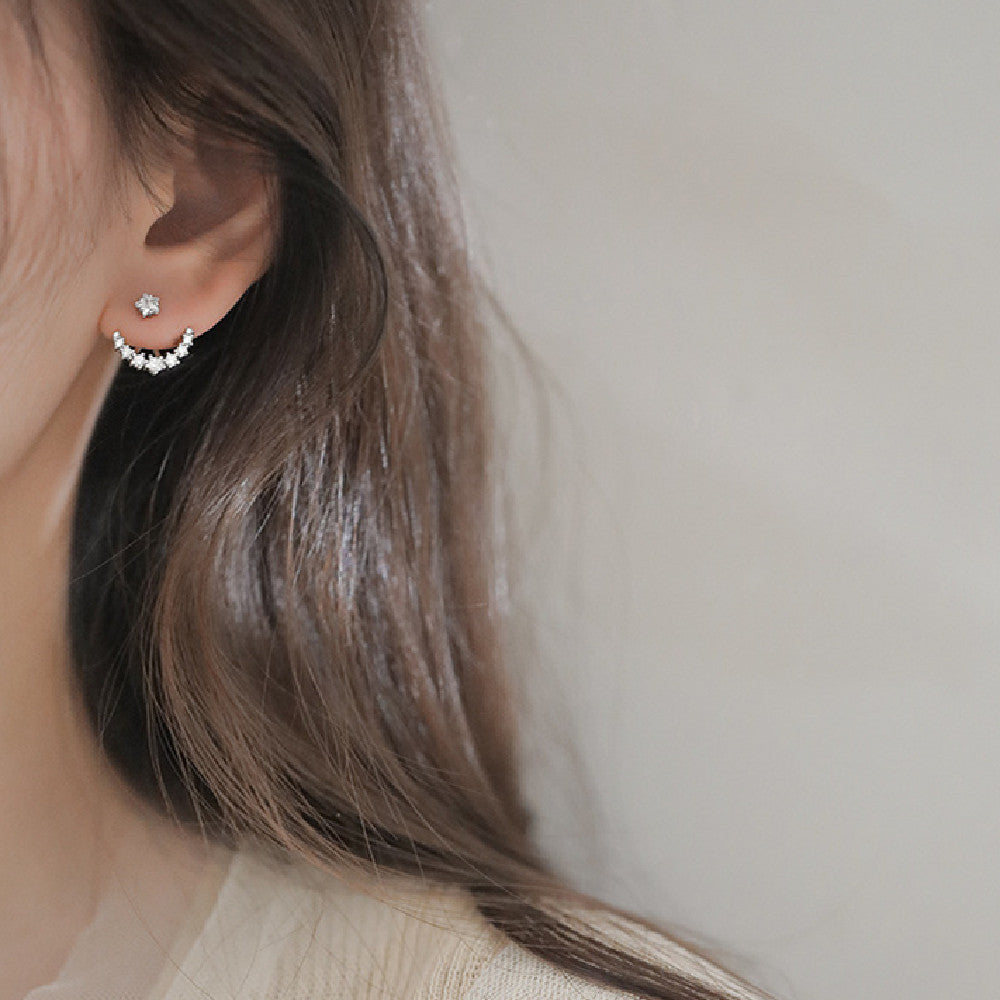 Rhinestone Arc Back-hanging Earrings - www.Shopthatapp.com