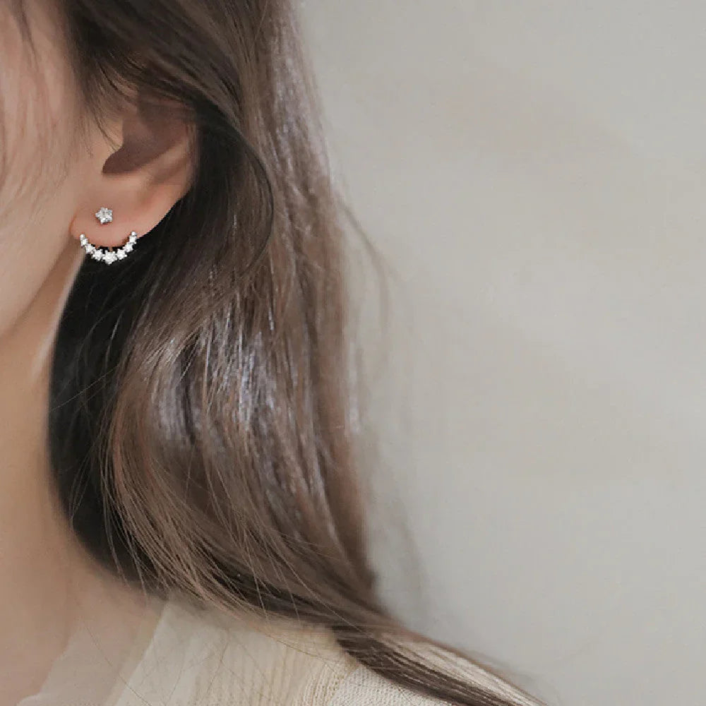 Rhinestone Arc Back-hanging Earrings - www.Shopthatapp.com