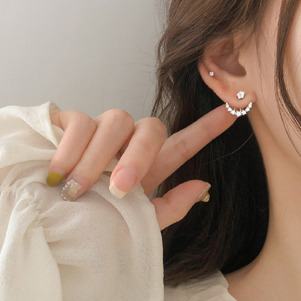 Rhinestone Arc Back-hanging Earrings - www.Shopthatapp.com