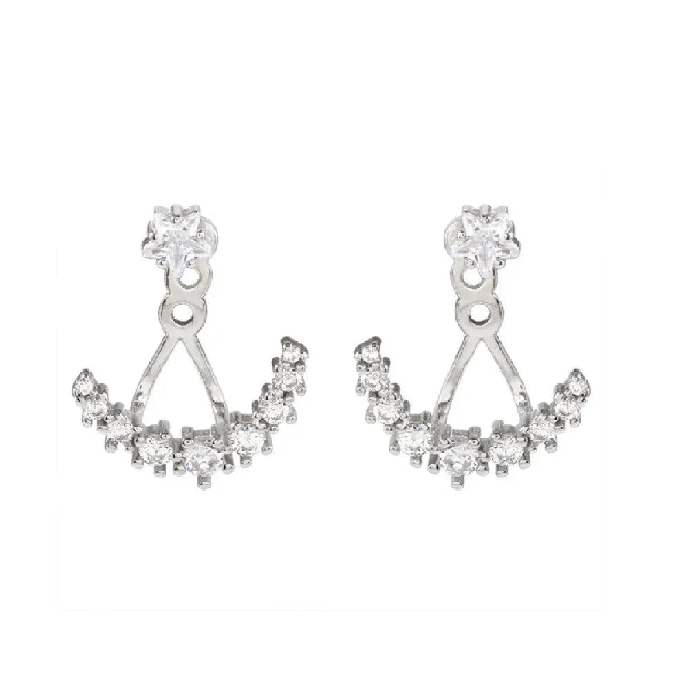 Rhinestone Arc Back-hanging Earrings - www.Shopthatapp.com