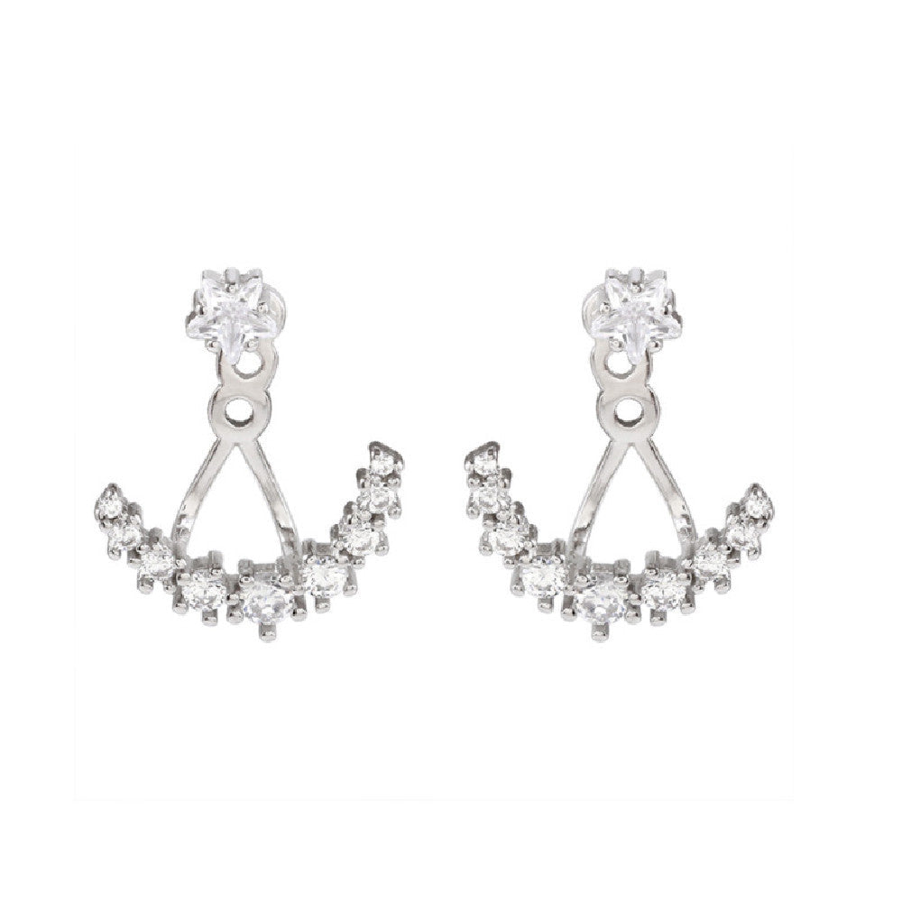 Rhinestone Arc Back-hanging Earrings - www.Shopthatapp.com