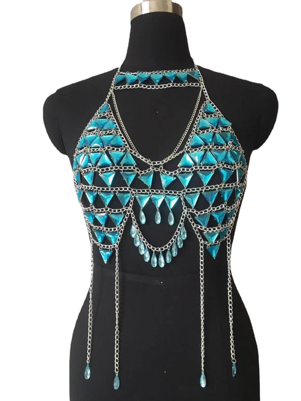 Rhinestone Lingerie – Tassel Fringe Body Chain Accessory for Nightclub - www.Shopthatapp.com #