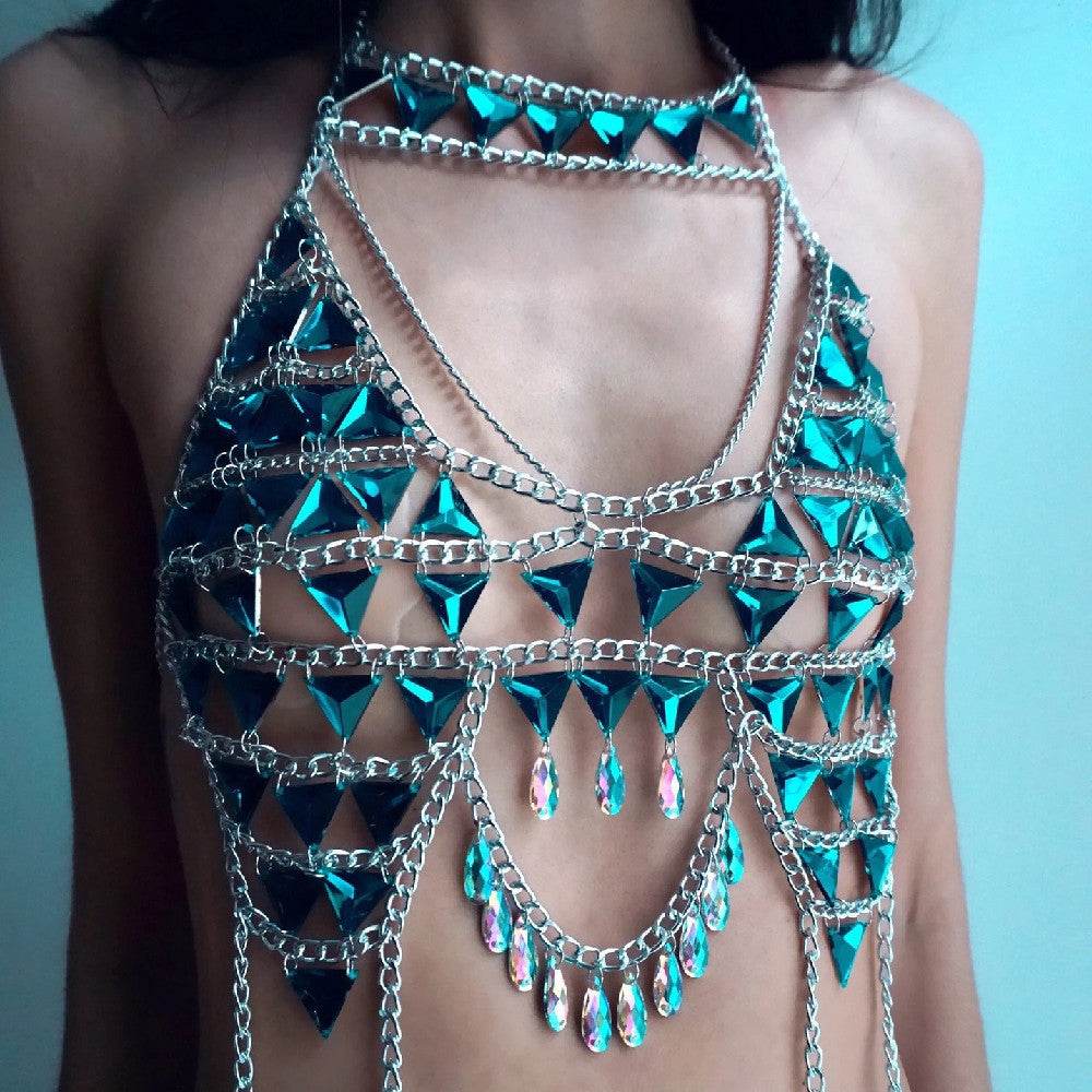 Rhinestone Lingerie – Tassel Fringe Body Chain Accessory for Nightclub - www.Shopthatapp.com #