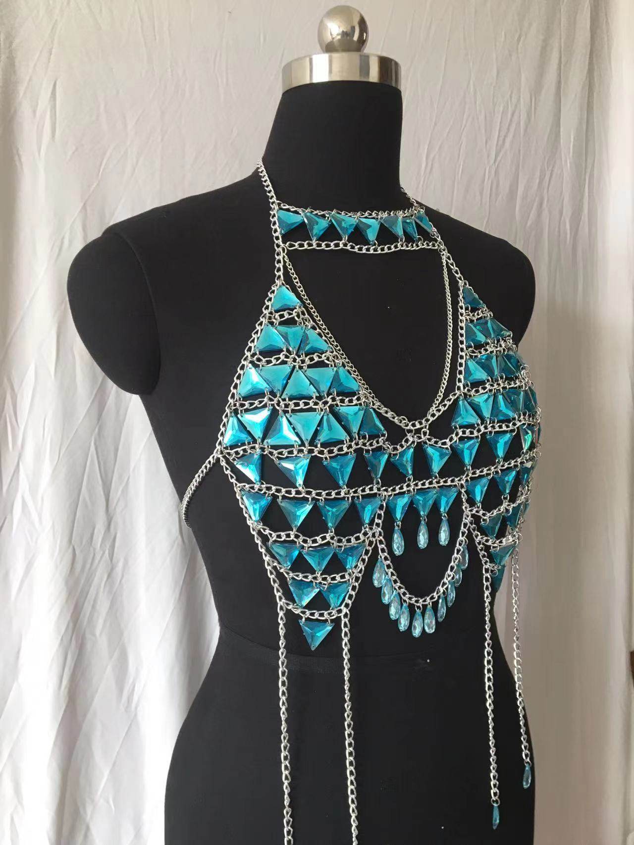 Rhinestone Lingerie – Tassel Fringe Body Chain Accessory for Nightclub - www.Shopthatapp.com #