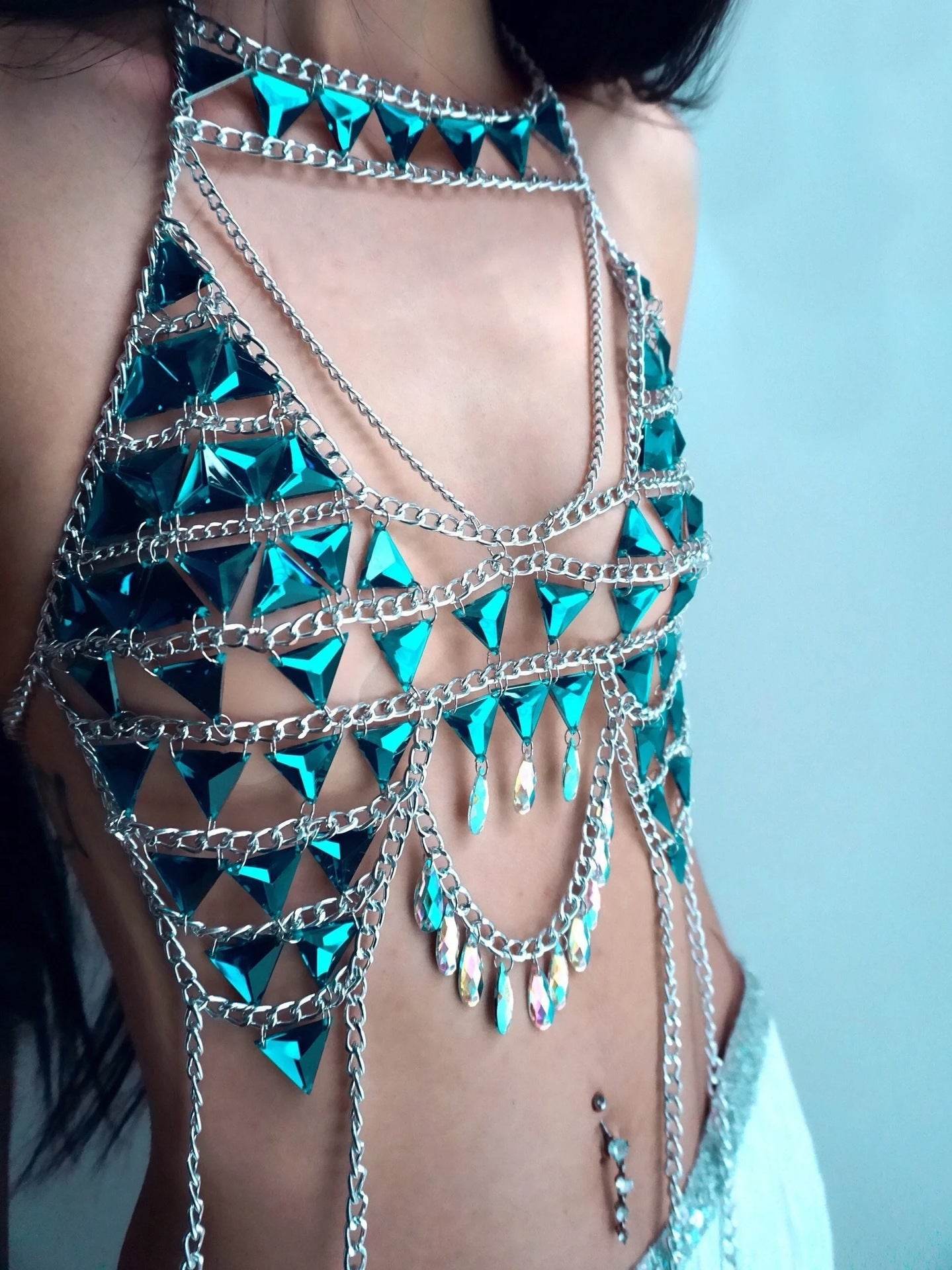 Rhinestone Lingerie – Tassel Fringe Body Chain Accessory for Nightclub - www.Shopthatapp.com #