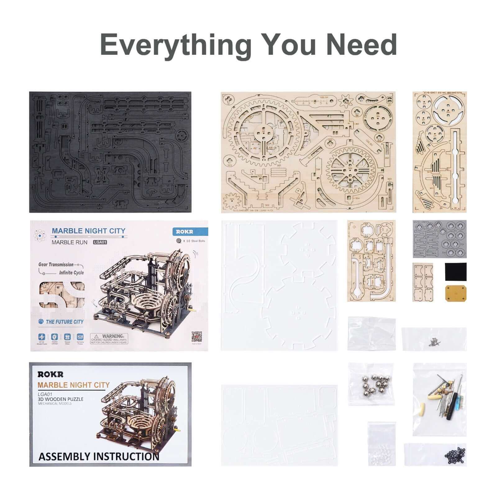 Robotime Rokr DIY Marble Run Set: 5 Varieties Wooden Model Building Block Kits - Perfect Assembly Toy Gift for Adults and Children - www.Shopthatapp.com #