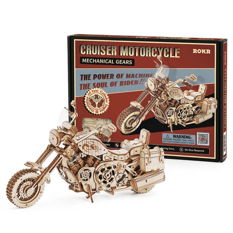 Robotime Rokr LK504 Cruiser Motorcycle DIY Assembly Toy: 420-Piece Wooden Model Building Kit - Ideal Gift for Adults and Children - www.Shopthatapp.com #