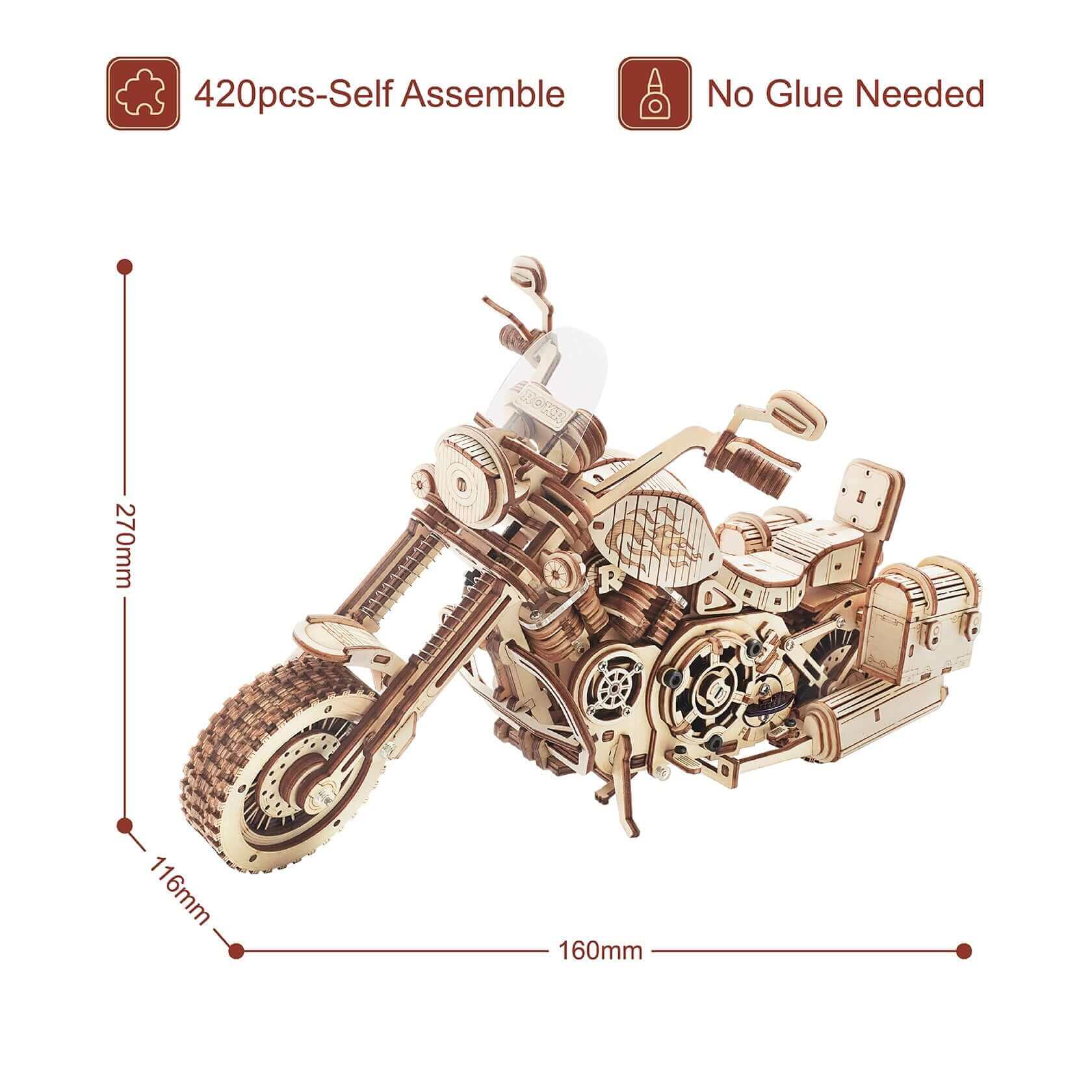 Robotime Rokr LK504 Cruiser Motorcycle DIY Assembly Toy: 420-Piece Wooden Model Building Kit - Ideal Gift for Adults and Children - www.Shopthatapp.com #