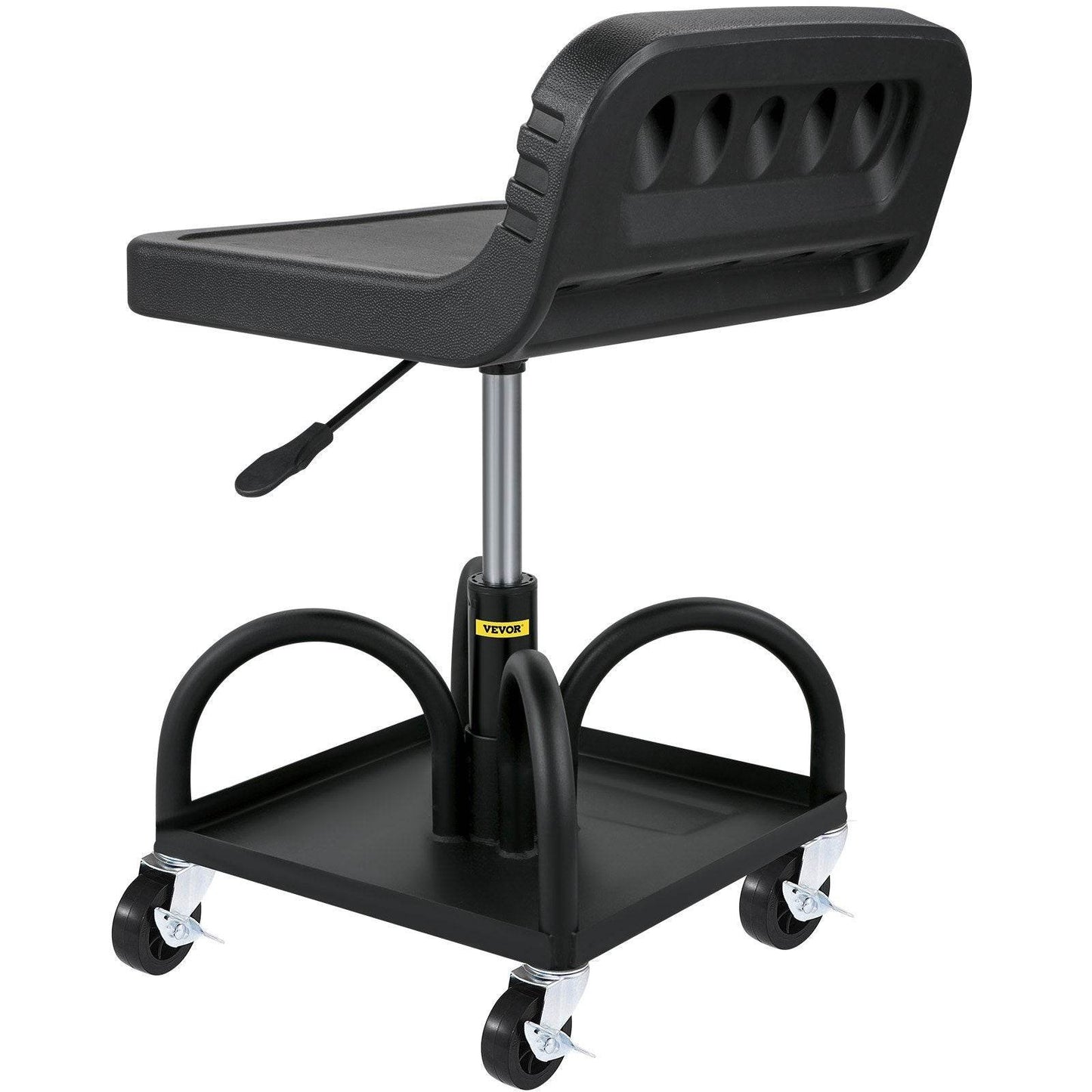 Rolling Garage Stool, 300LBS Capacity, Adjustable Height From 15.7 In To 20.5 In, Mechanic Seat With 360-degree Swivel Wheels And Tool Tray, For Workshop, Auto Repair Shop, Black - www.Shopthatapp.com #
