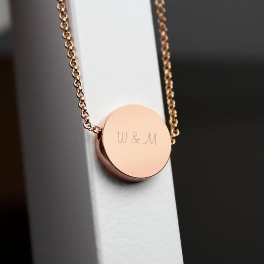 Rose Gold Tone Disc Personalised Necklace - www.Shopthatapp.com