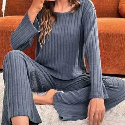 Round Neck Loose Trousers Suit Homewear - www.Shopthatapp.com #