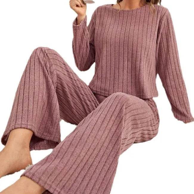 Round Neck Loose Trousers Suit Homewear - www.Shopthatapp.com #