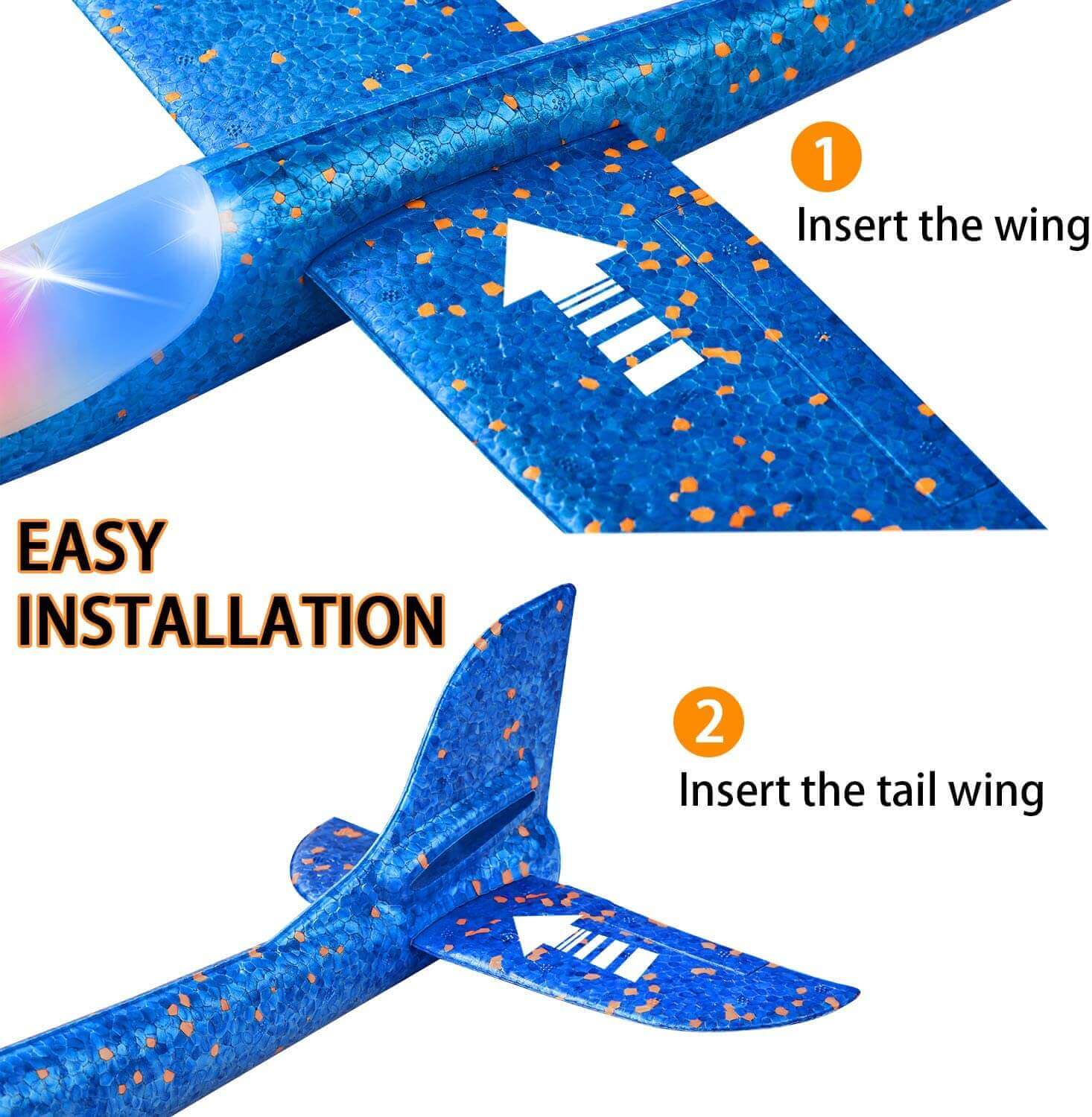50CM Foam Glider Airplane Toy with LED Lights - Hand Throw Outdoor Fun for Kids - www.Shopthatapp.com