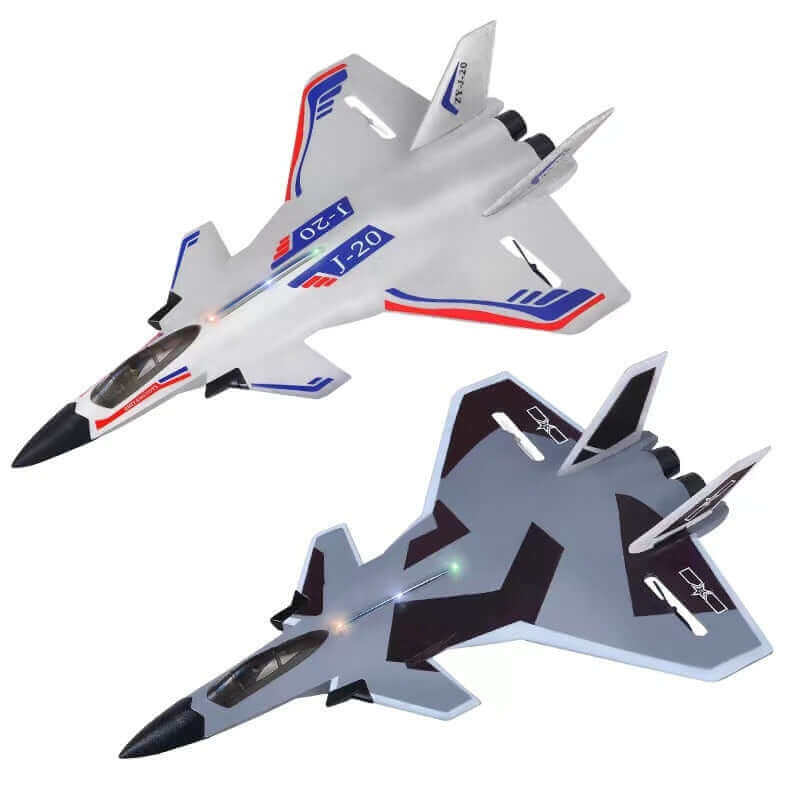 2.4GHz J20 RC Fighter Jet with Cool Lights - Remote Control Fixed-Wing Aircraft Made of Durable Foam - Model Glider Toy with Auto-Balance Feature and 300 Meter Range - www.Shopthatapp.com