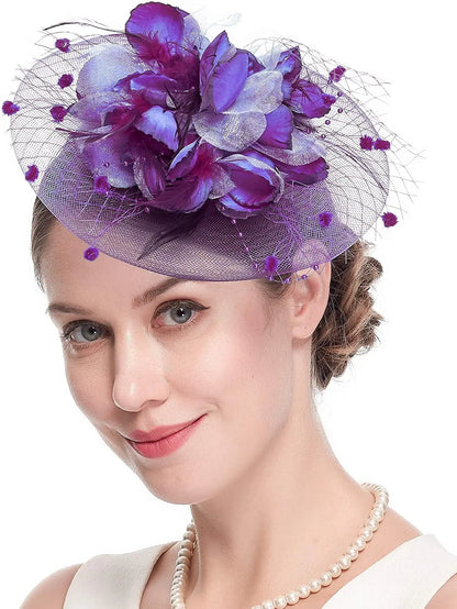 Lady Fancy Mesh Wedding Fascinators Hats for Womens Headwear Veil Flower Cocktail Tea Party Church Derby Hat Chapeu Feminino - www.Shopthatapp.com
